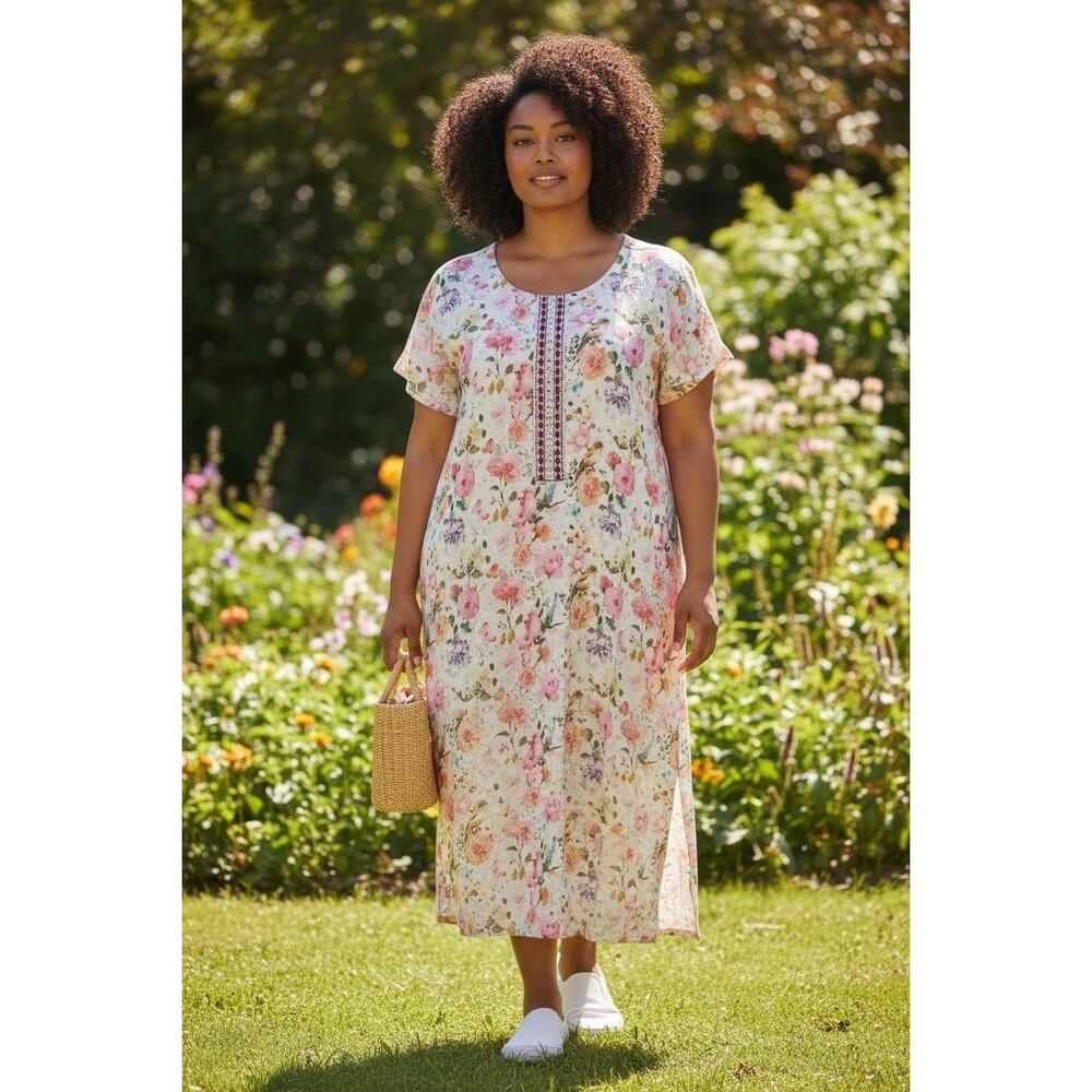 Hariom Creation Fashion Womens Floral Maxi Dress Size XL Embroidered Boho
